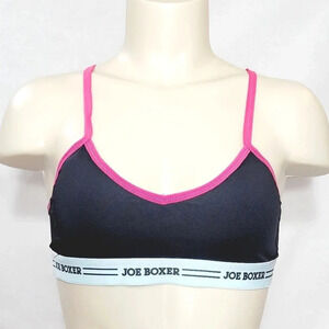 Joe Boxer S1180 Mesh Back‎ V-Neck Wire Free Wireless Sports Bra Black Aqua